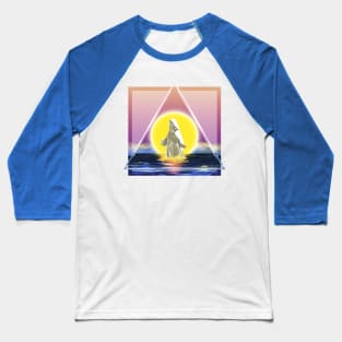 Beluga whale, Whale, Ocean, Sunset, Mammal, Sun Baseball T-Shirt